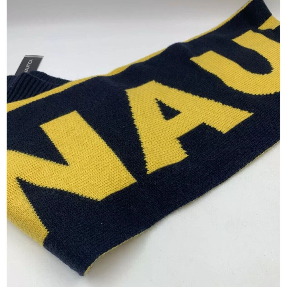 Nautica Mens Scarf Knit‎ Spell Out Texture Warm Cozy Business Casual Preppy NEW